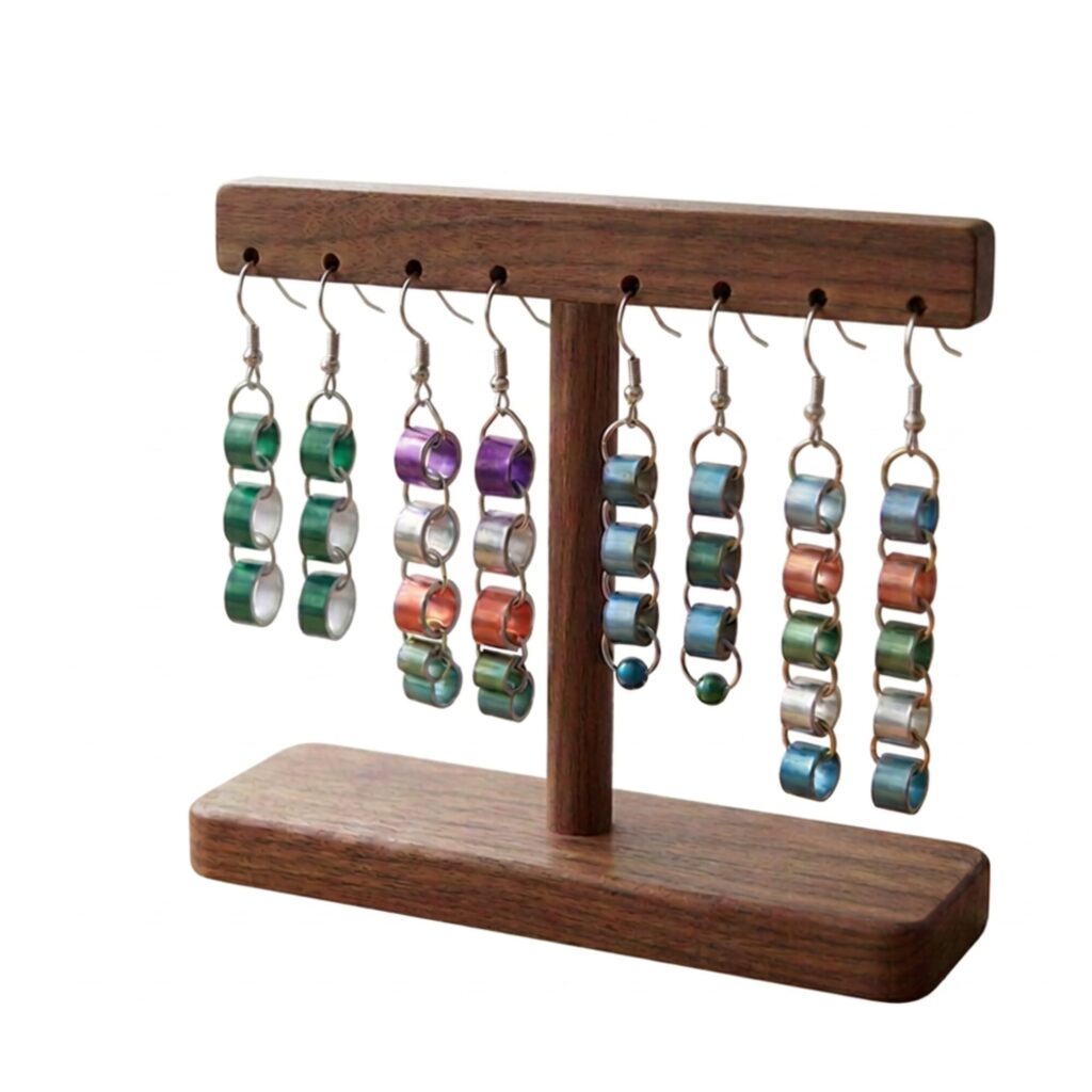 The Circular Connection Dangle Earrings with pearl - Made from Knitting Needles