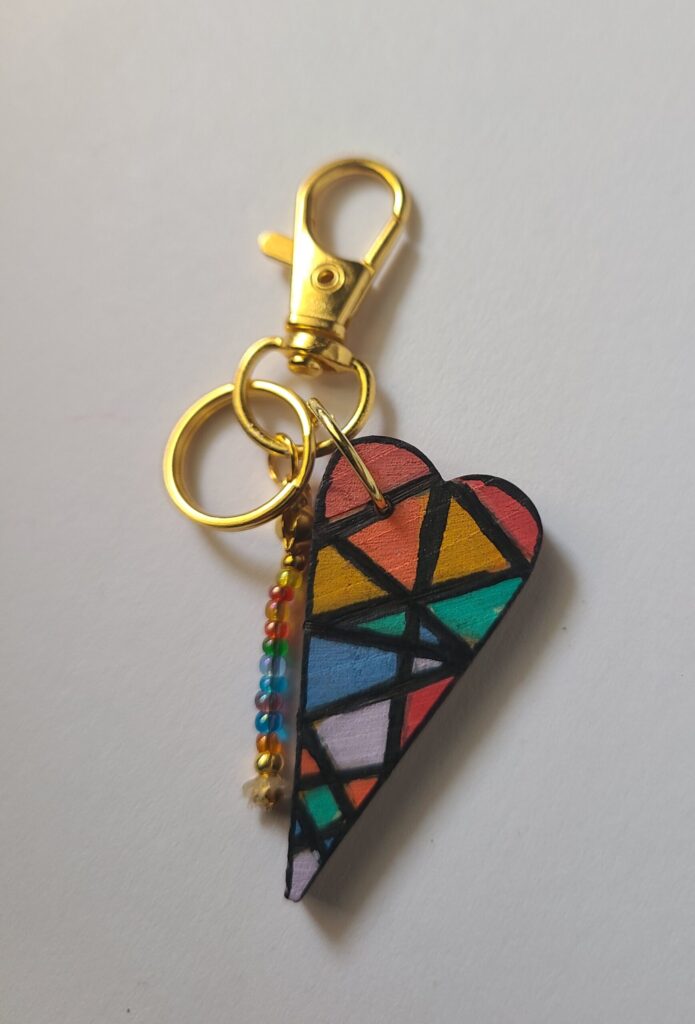 Wooden Heart Bag Charm