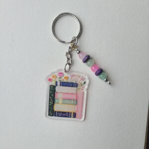 Books and Flowers keychain