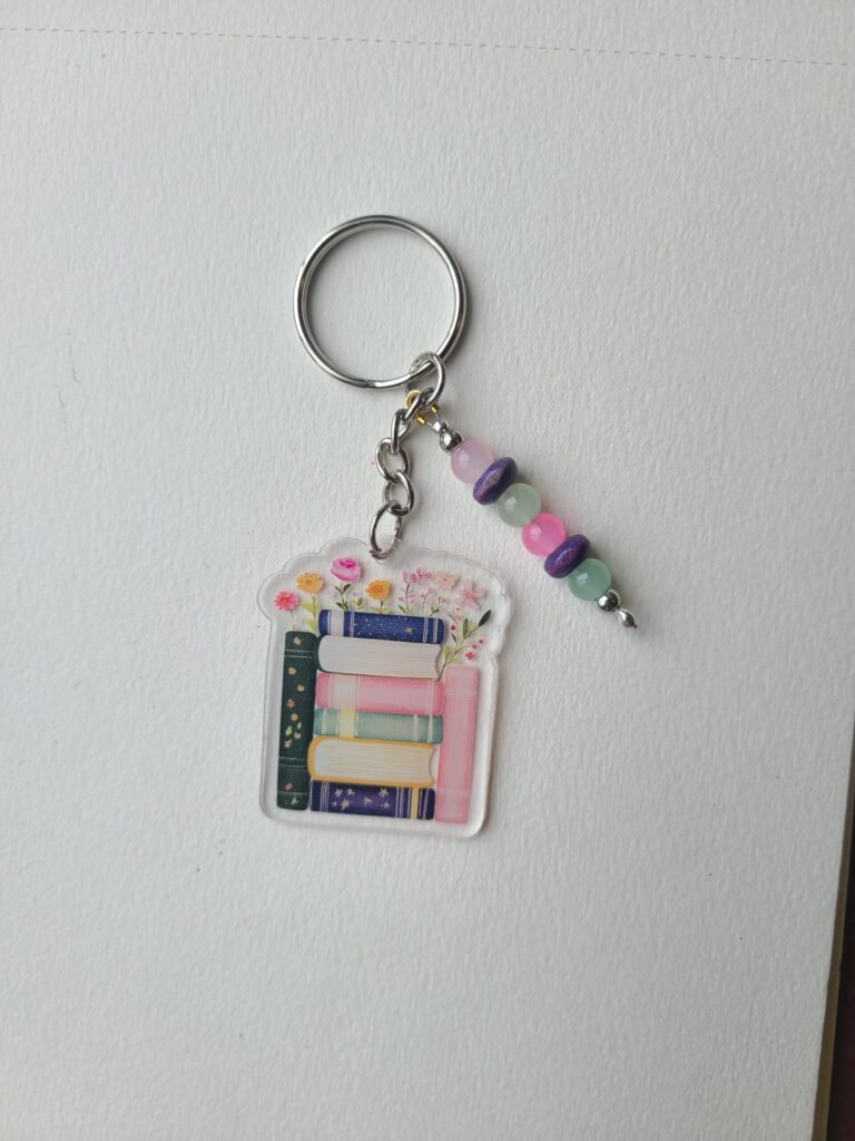 Books and Flowers keychain