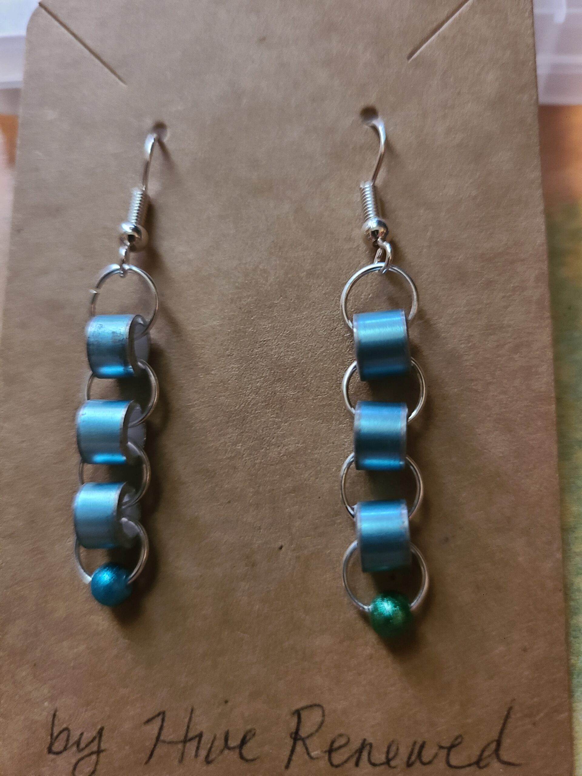 The Circular Connection Dangle Earrings with pearl - Made from Knitting Needles - Image 4
