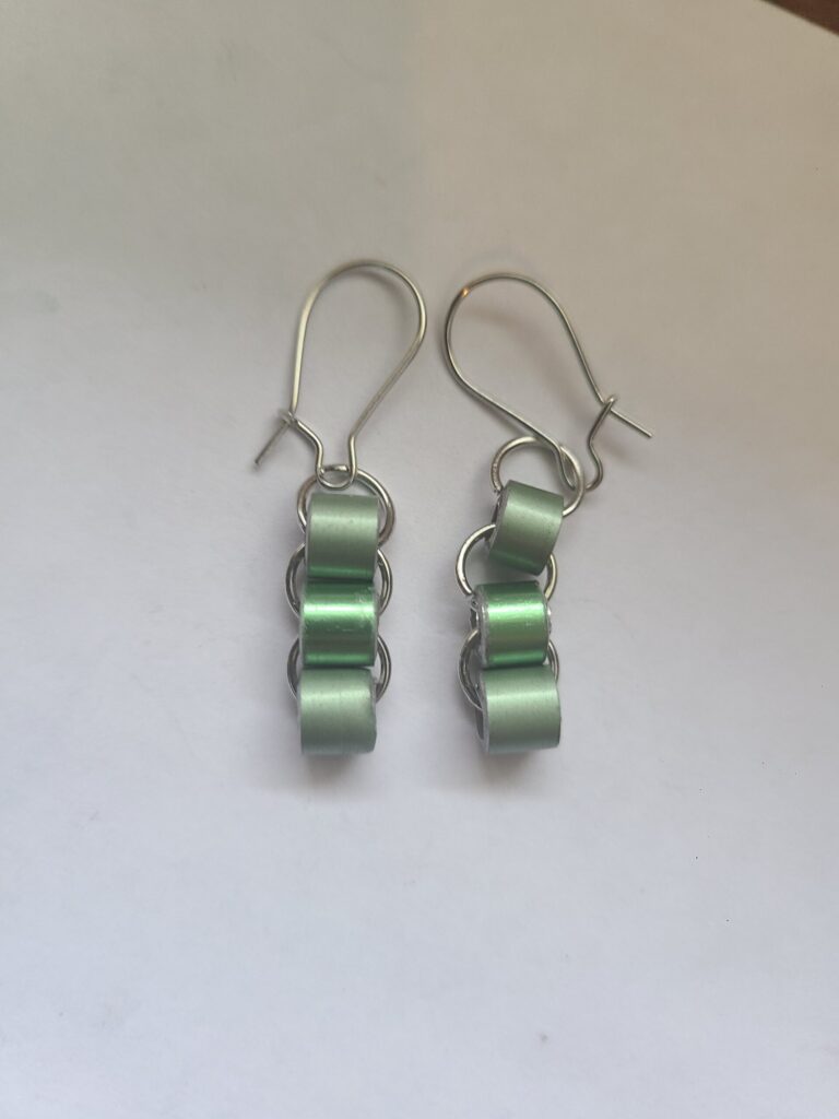 The Colorful Circular Connections Earrings - Varied Green - Made from Knitting Needles