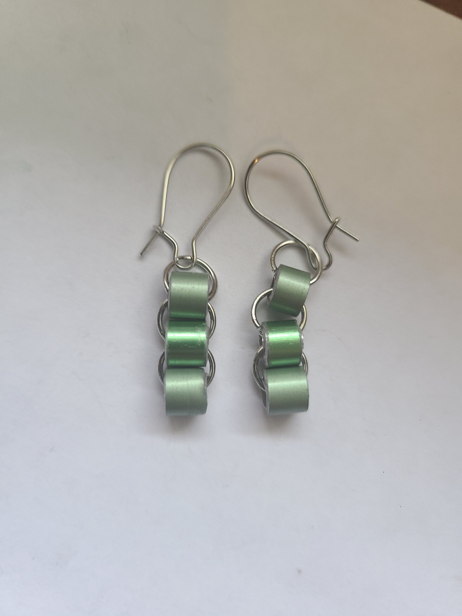 The Colorful Circular Connections Earrings - Varied Green - Made from Knitting Needles