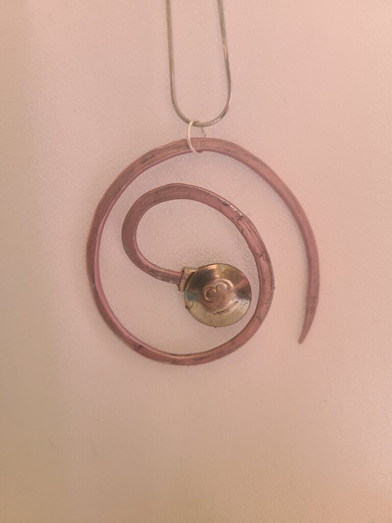 Large Spiral Necklace Charm - Made from Knitting Needles